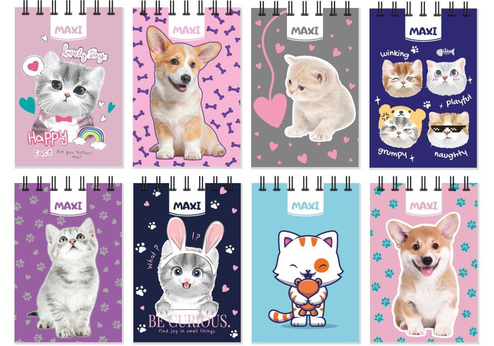 Блокнот пружина А7 80 аркушів клітинка пластикова "Maxi" MX26312