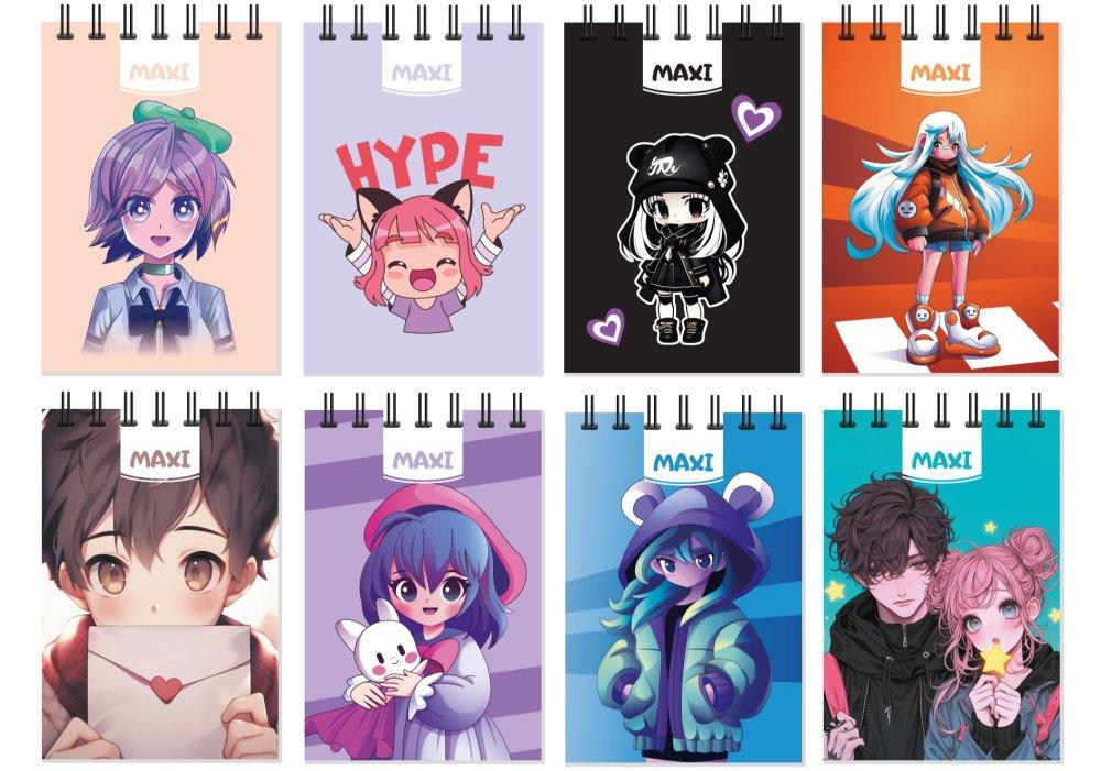 Блокнот пружина А7 80 аркушів  клітинка пластикова "Maxi" MX26313