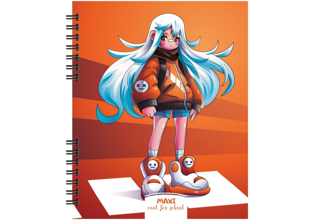 Блокнот пружина В5 60 аркушів клітинка пластик "Maxi" MX26309