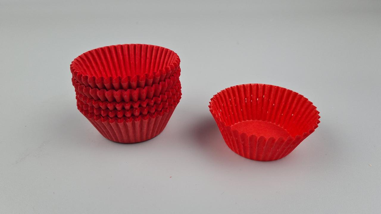 Тартолітка для кексів 6А кругла червона D45 H25 (100 шт.) (1 уп.), фото 1