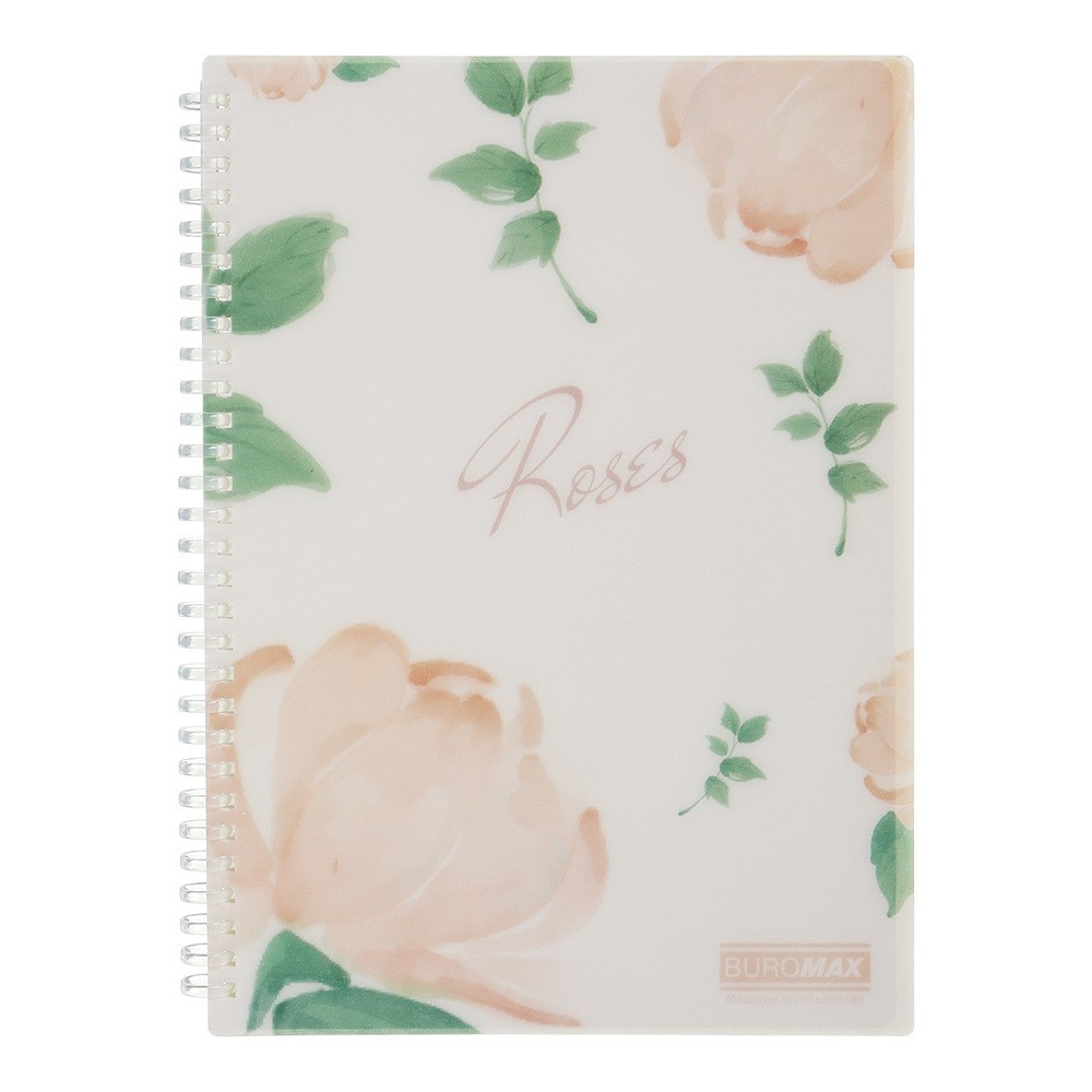 Блокнот пружина В5 80 аркушів клітинка пластикова обкладинка кораловий "Arabeski" BM.2586-27 Buromax