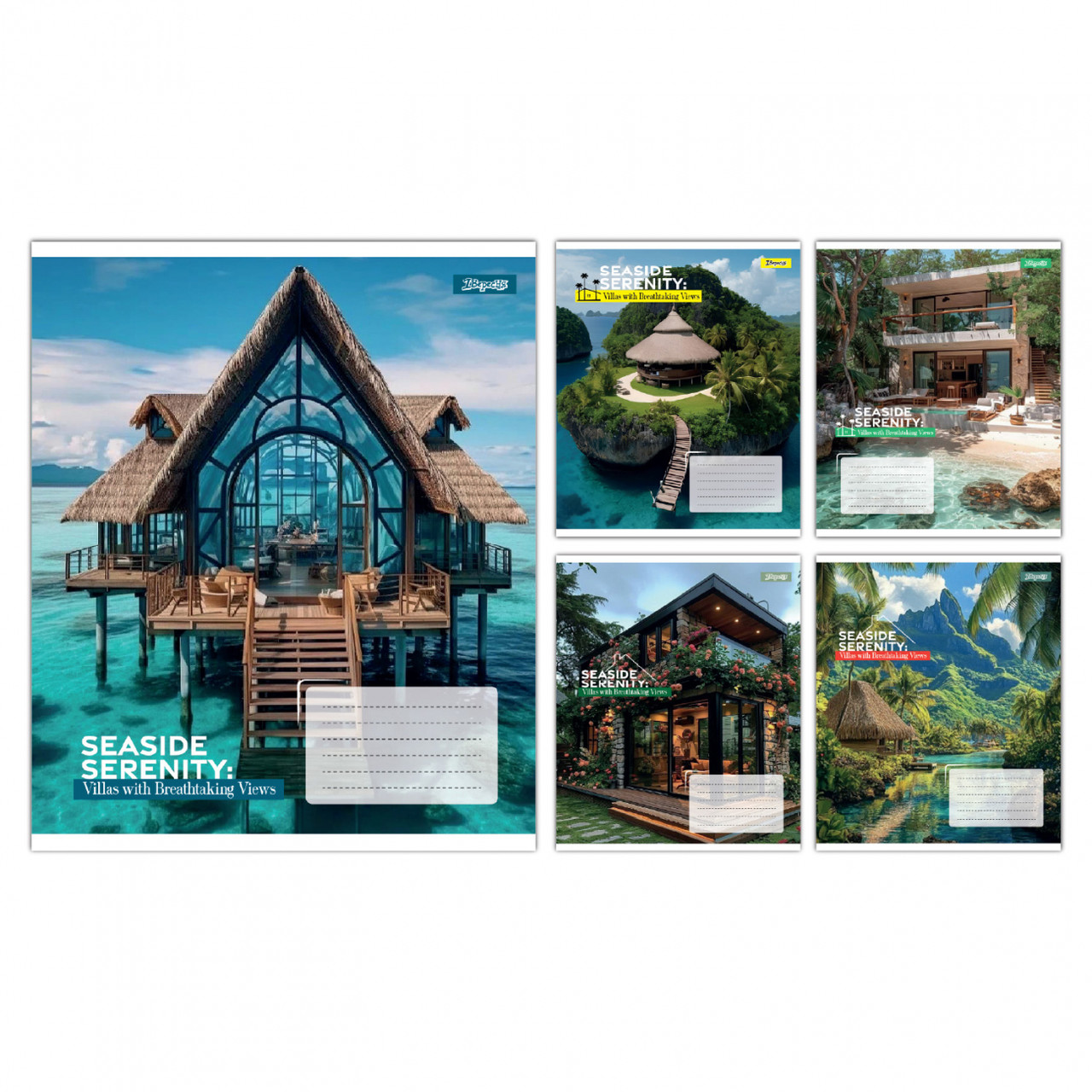 Зошит 48 аркушів клітинка 1В Seaside Serenity 768036