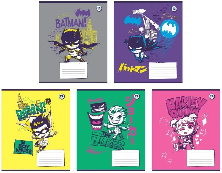 Зошит 12 аркушів  клітинка " Kite" софт тач+УФ лак DC Comics DC25-232