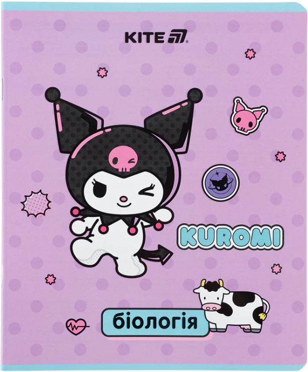 Зошит 48 аркушів  клітинка " Kite" Предметка-Біологія софт тач+УФ, Kuromi HK25-240-7