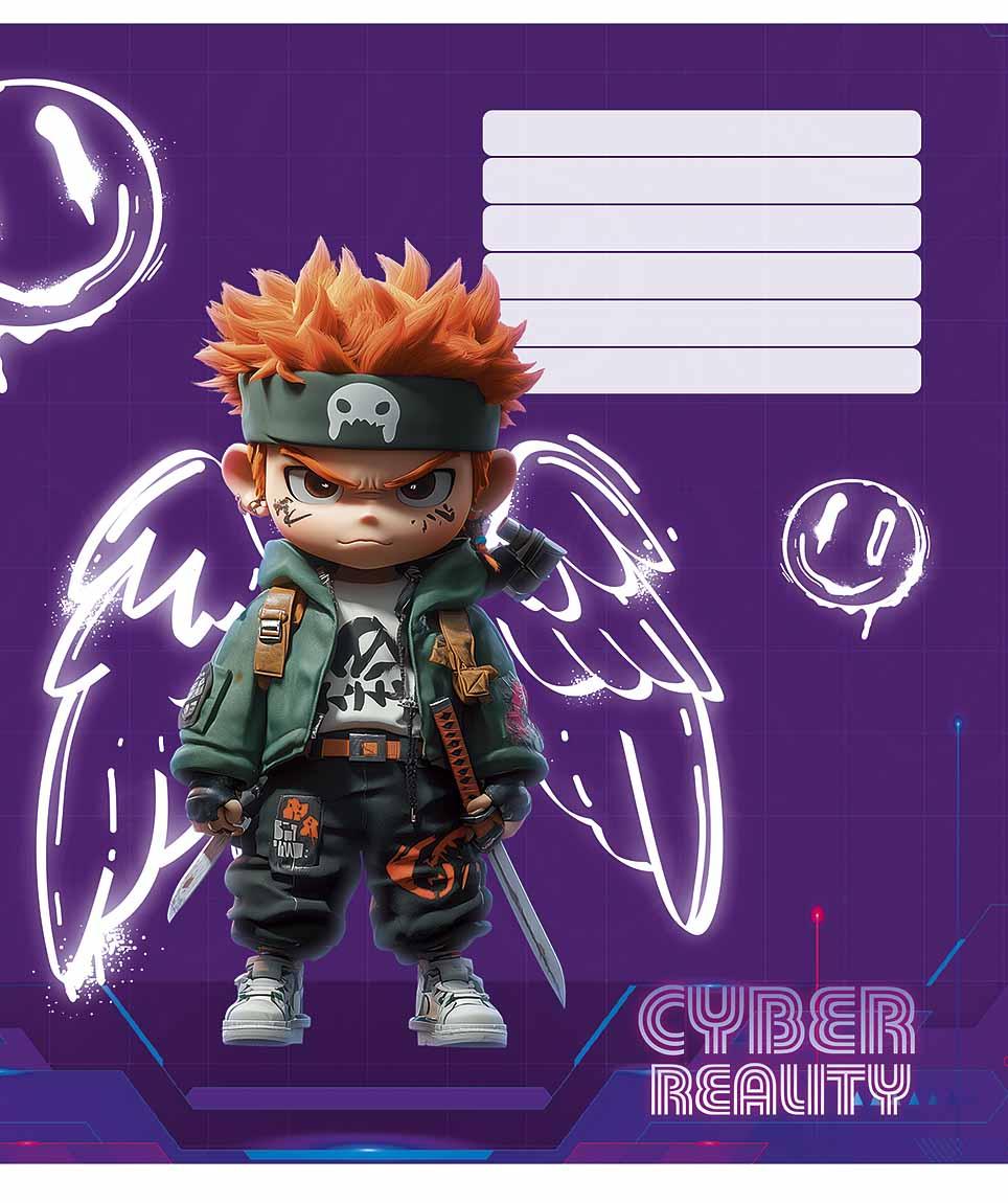 Зошит 12 аркушів клітинка Школярик "Cyber reality (дівч)" виб. УФ-лак 012-3566K