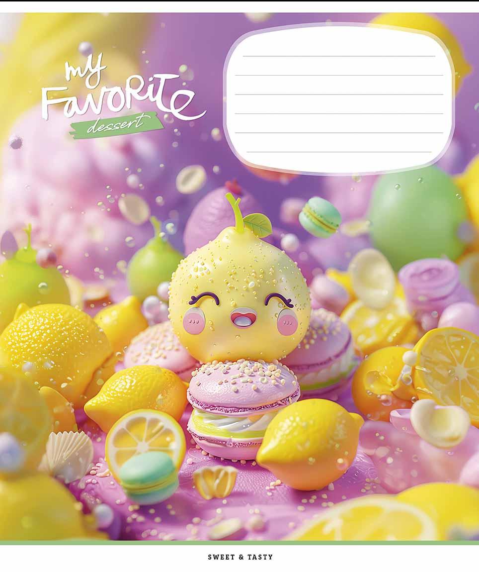 Зошит 12 аркушів коса лінія   Школярик "Favorite desserts" глітер 012-3454C