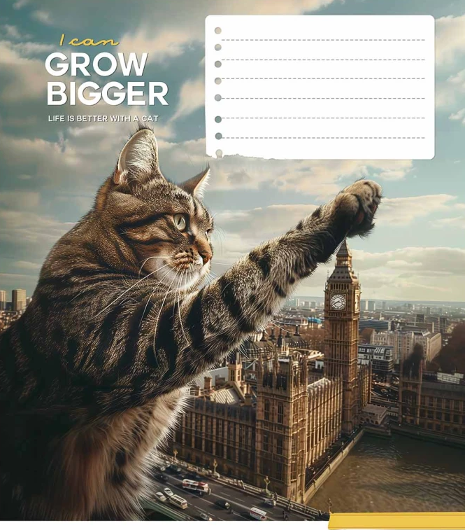 Зошит 12 аркушів клітинка Школярик "Gigantic cats" ВД-лак 012-3451K, фото 1