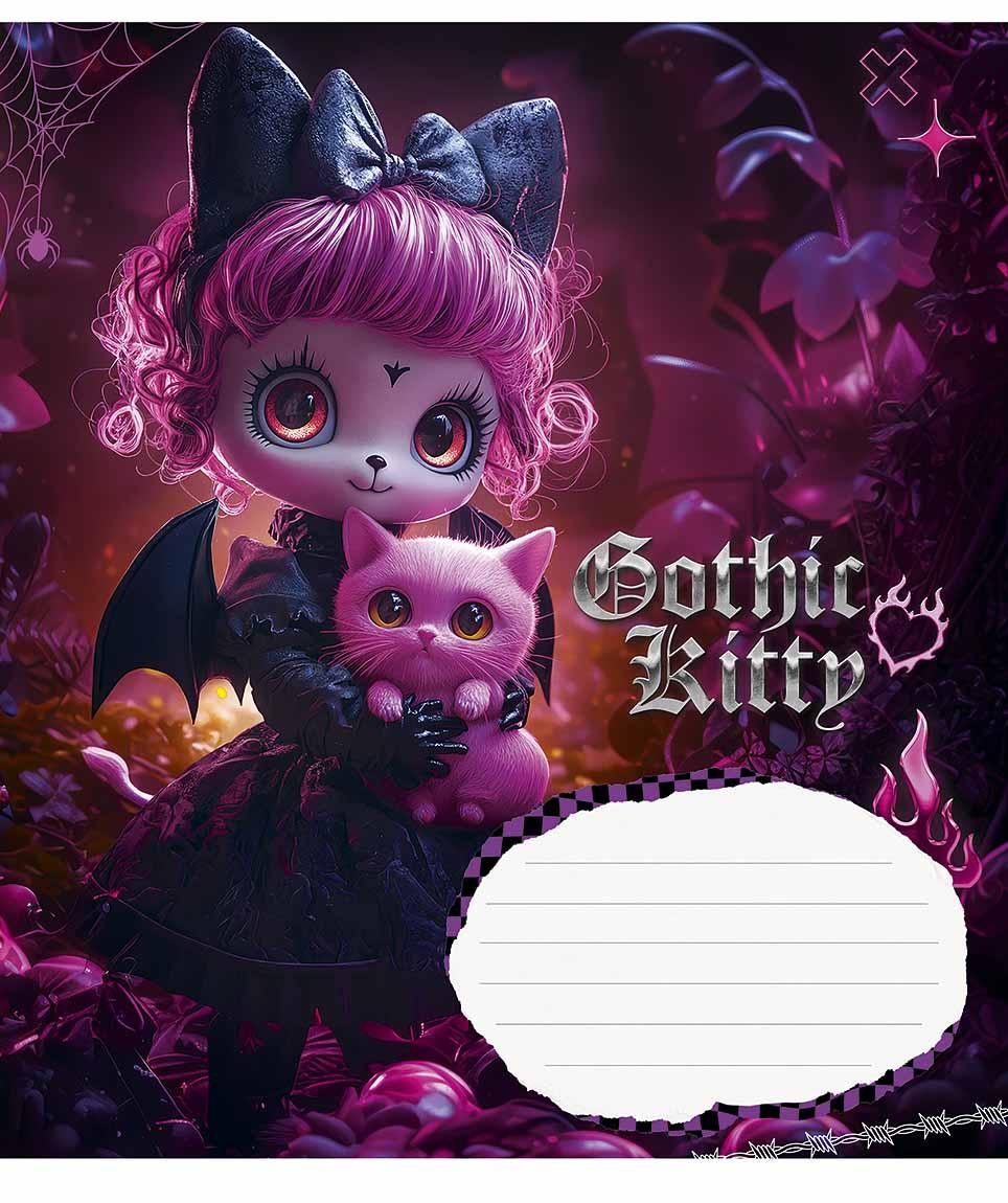 Зошит 12 аркушів клітинка Школярик "Gothic cats" виб.УФ-лак 012-3531K (топ-3)
