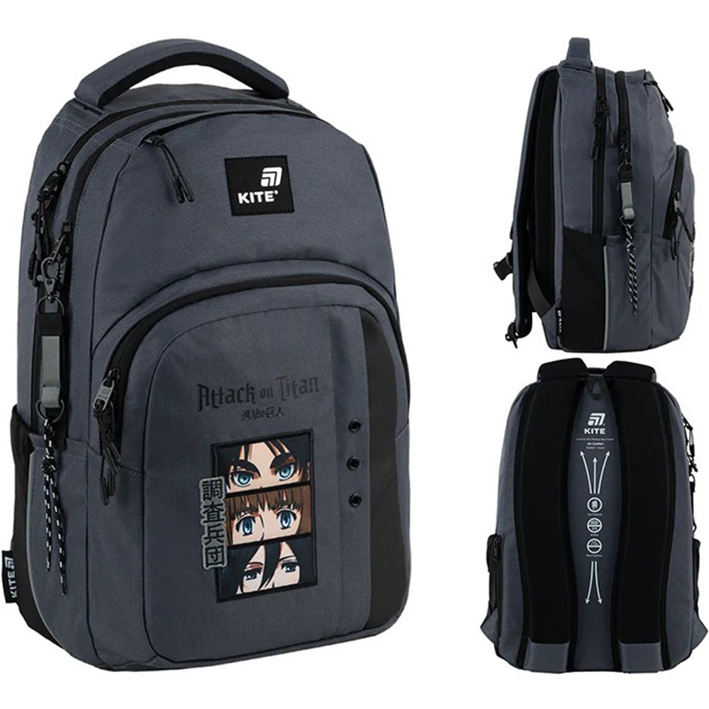 Рюкзак " Kite" Education teens Attack on Titan 3 відділення, 5 карманів AT25-2578M (368-4)