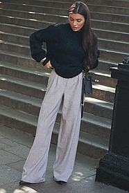 Жіночі широкі штани палаццо з кашеміру — демісезон, весна, осінь, розміри 42-52 сірі