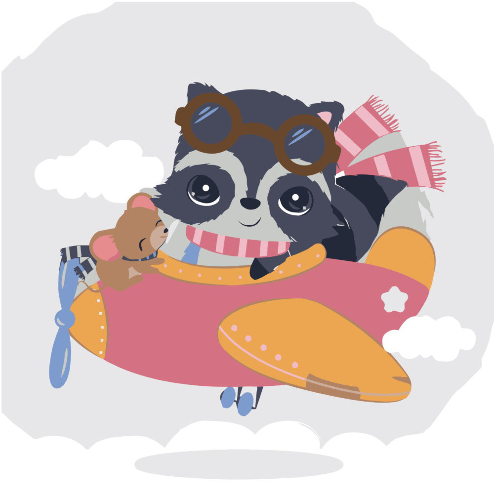 Картини по номерах "Єнотик на літаку" 30х30см ES051 Strateg