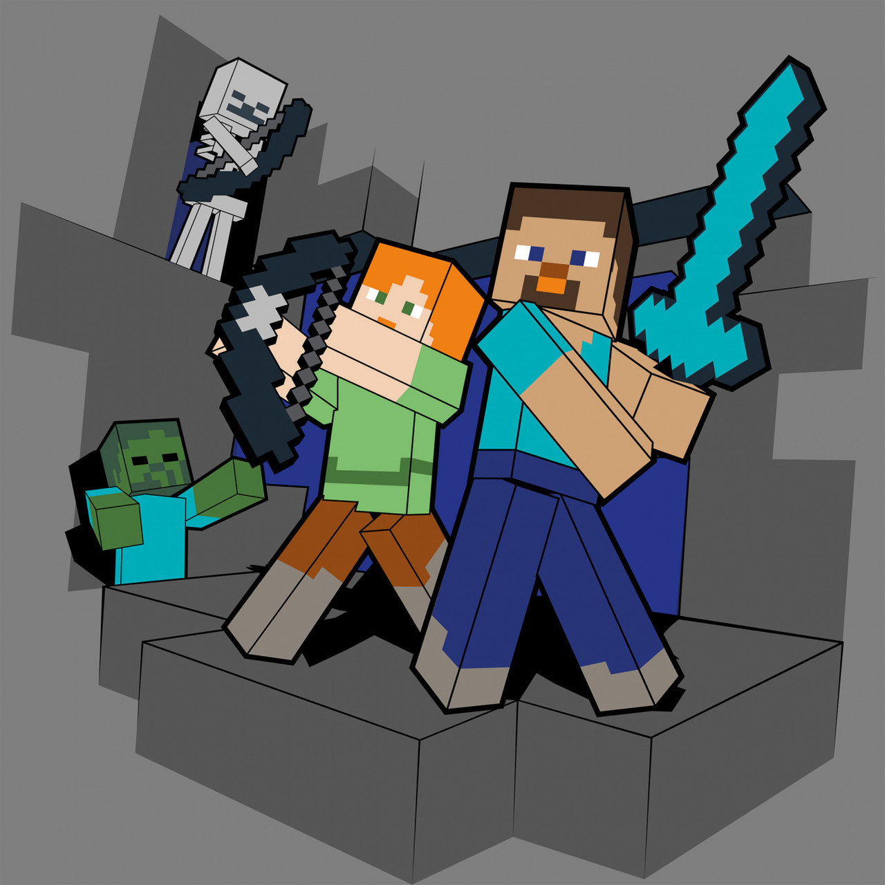 Картини по номерах "Майнкрафт. Стів та Алекс проти монстрів" 25х25см 955472 Santi