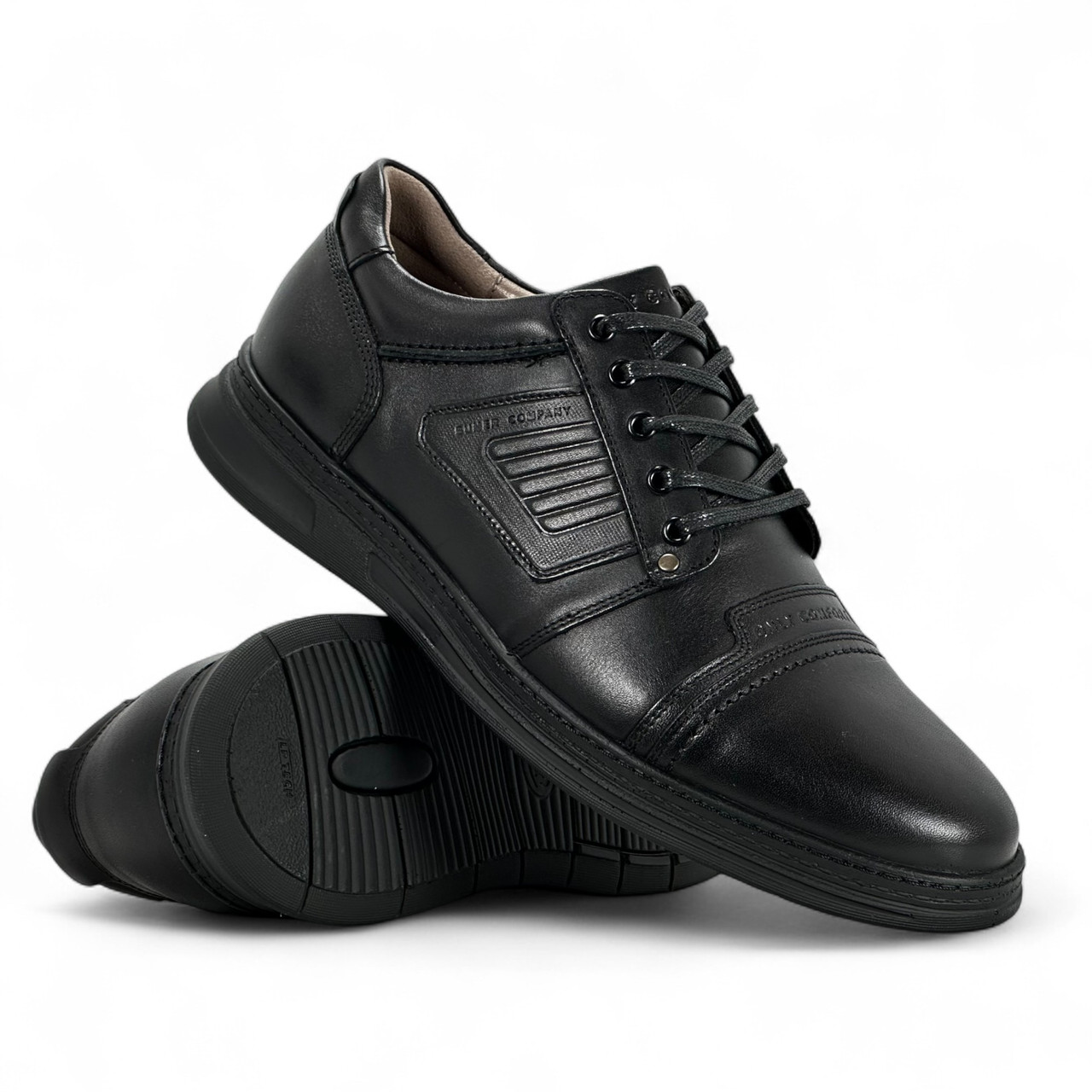 Туфлі чоловічі Bumer (Україна) шкіряні чорні весняні демі сезон із шнурівкою 20