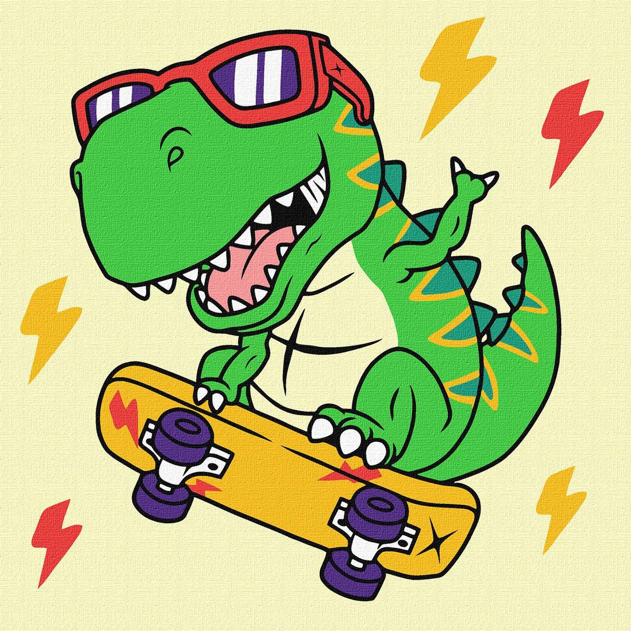 Картини по номерах акрил для дітей "Крутий динозавр" 25х25см KHO1199 Ідейка