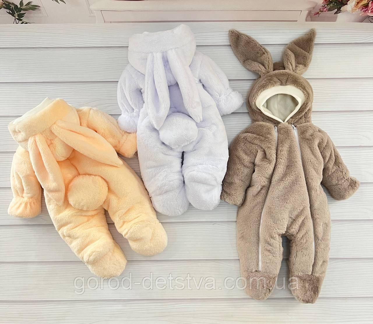 Дитячий теплий комбінезон чоловічок для новонародженого Зайка 0-3 міс 56-62 см Зима Весна Осінь, фото 1