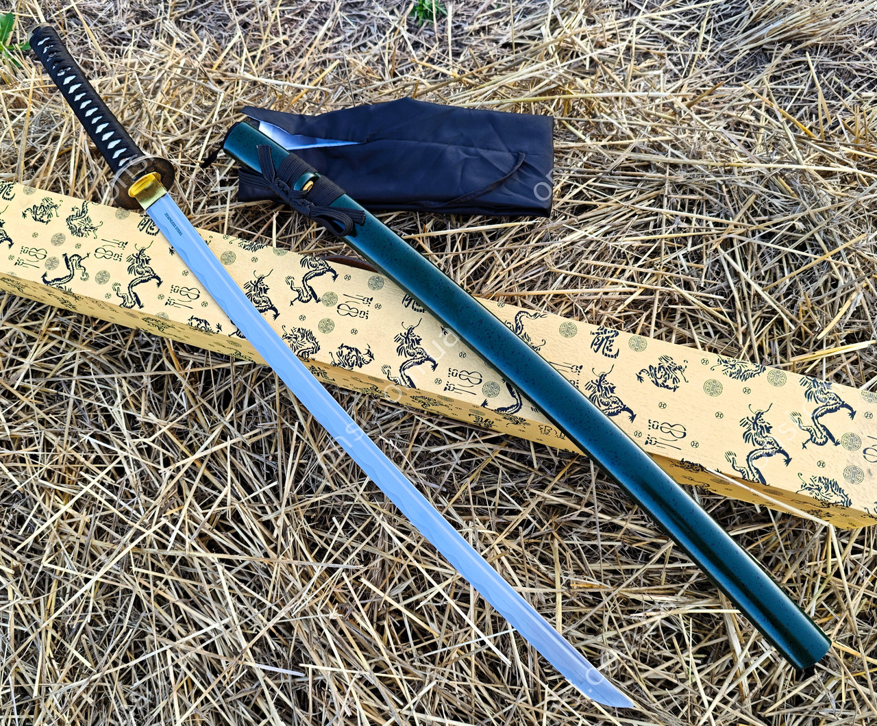 Самурайський меч «Смарагдовий Вітер» з підставкою, фото 1