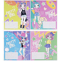 Зошит шкільний 12 аркушів клітинка "Червона дівчина" 3499