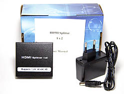 HDMI-сплітер splitter (розгалужувач) 1 х 2 з блоком живлення або USB-кабелем
