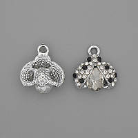 Кулон підвіска Сонечко зі стразами сріблястий метал d-15,5х15х,5мм+- уп.2шт купити біжутерію гуртом