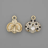 Кулон підвіска Сонечко зі стразами сріблястий метал d-15,5х15х,5мм+- уп.2шт купити біжутерію гуртом