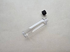 150 мл 20/410 Круглий ПЕТ прозорий флакон з чорною ребристою кришкою, пляшка пластикова, пластмасова, фото 2