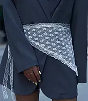 Хустка мереживна на пояс, одяг бандана косинка ажурна на голову, білий