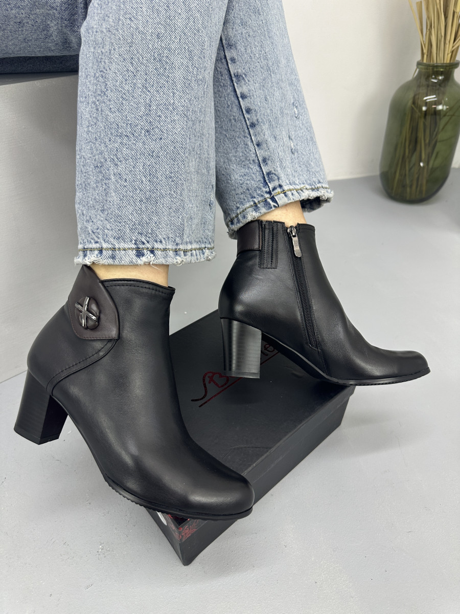 Ботильони жіночі Battine B459 чорні на каблуці 37, фото 1