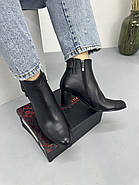 Ботильони жіночі Battine B464 шкіряні чорні на каблуці 37, фото 3