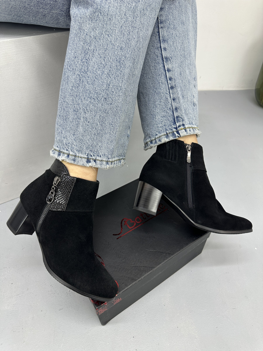 Ботильони жіночі Battine B467 замшевые чорні 37, фото 1