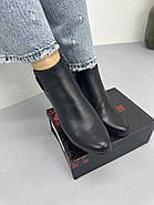 Ботильони жіночі Battine B472 шкіряні чорні на середньому каблуці 37, фото 3