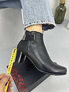 Ботильони жіночі Battine B472 шкіряні чорні на середньому каблуці 37, фото 4