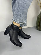 Ботильони жіночі Battine B472 шкіряні чорні на середньому каблуці 37, фото 5