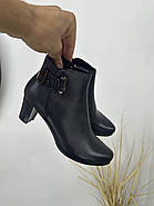 Ботильони жіночі Battine B472 шкіряні чорні на середньому каблуці 37, фото 6