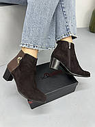 Жіночі ботильйони Battine B477 у коричневій замші на підборах 37, фото 2