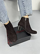 Жіночі ботильйони Battine B477 у коричневій замші на підборах 37, фото 3