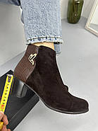 Жіночі ботильйони Battine B477 у коричневій замші на підборах 37, фото 5