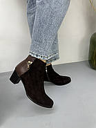 Жіночі ботильйони Battine B477 у коричневій замші на підборах 37, фото 6