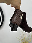 Жіночі ботильйони Battine B477 у коричневій замші на підборах 37, фото 8