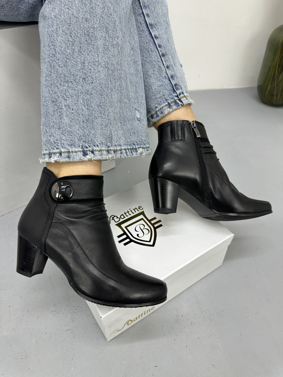 Ботильони жіночі Battine B486 шкіряні на середньому каблуці 37, фото 1