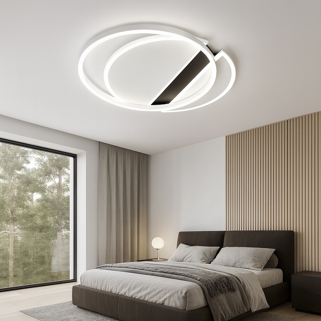 Кругла світлодіодна Led люстра до 18 м² з пультом (ECLIPSE SAVIO 85W 2R WHITE/BLACК), фото 1