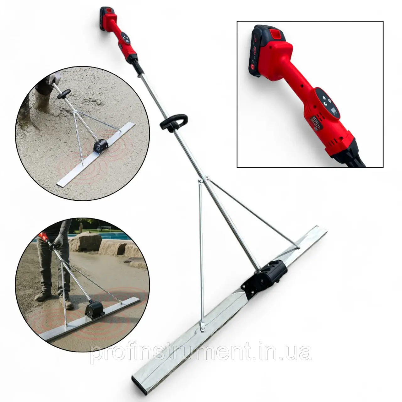 Віброрейка для бетону акумуляторна Profinstrument YL 10 Led, фото 1
