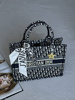 Сумка жіноча Christian Диор шопер тканевий Large size 36*28.5*13см чорний