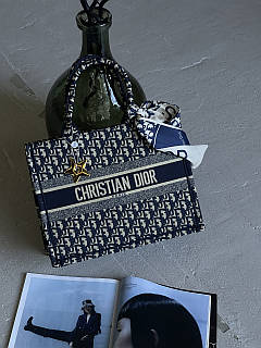 Сумка жіноча Christian Диор шопер тканевий Large size 36*28.5*13см синій