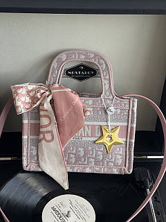 Сумка жіноча Christian Диор шопер тканевий small size 23.5*15*6см рожевий