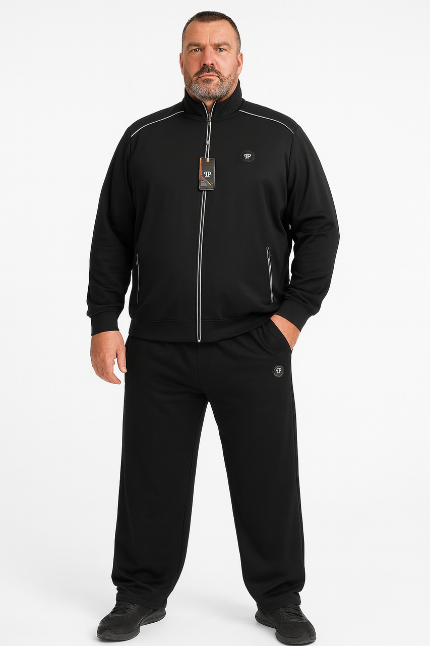 Чоловічий спортивний костюм Piyera, трикотаж двонитка, полірована бавовна, великі розміри,XL, Чорний, фото 1