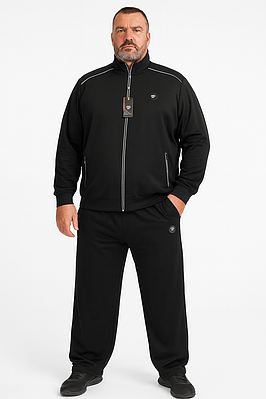 Чоловічий спортивний костюм Piyera, трикотаж двонитка, полірована бавовна, великі розміри,XL, Чорний