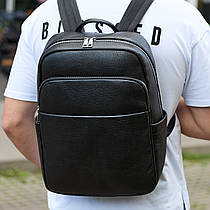 Шкіряний чоловічий рюкзак класичний чорний з натуральної шкіри якісний  Tiding Bag 78672