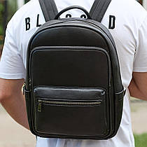 Шкіряний чоловічий рюкзак класичний чорний з натуральної шкіри якісний  Tiding Bag 68932
