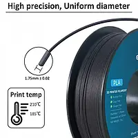PLA пластик для 3D принтера Geeetech PLA Ebony 1,75 мм 1 кг/рулон, фото 2