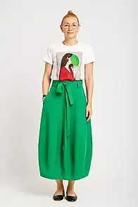 Жіноча спідниця зелена лляна жіноча міді MKNK2001/1-4